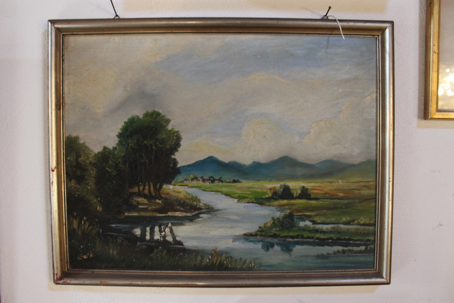 Landschaft mit Fluss /Oel auf Leinwand